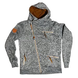 SIIMHWRSS Hoodie, Women's Size 2XL‎ ,Gray Black, Full Zip, Fleece Lined